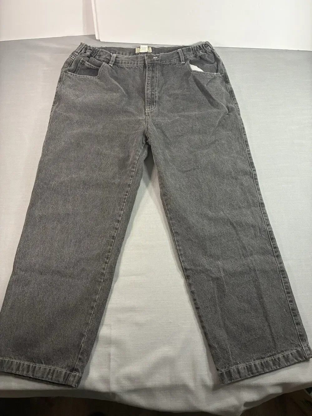 Duke Haband Baggy Fit Jeans Men's 36x28 (40s) Gray Wide Leg Y2K Elastic Waist